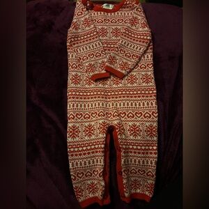 Max Studio Red and White Patterned Baby One Piece Sweater Romper